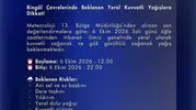 Bingöl için kuvvetli yağış uyarısı