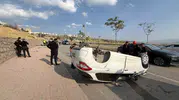 Şırnak merkezde kontrolden çıkan otomobil takla attı