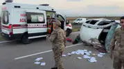 Patnos yolunda korkutan kaza: Araç takla attı