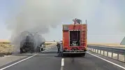 Nusaybin yolunda seyir halindeki tankerde yangın paniği yaşandı
