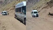 Turist otobüsleri Cennet-Cehennem Vadisi yolunda mahsur kaldı