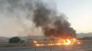 Yaygın beldesinde seyir halindeki araçta yangın çıktı