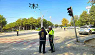 Elazığ'da KPSS günü trafik akışı havadan denetlendi