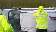 Muradiye yolunda kaza Otomobil takla attı