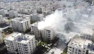 Nusaybin’de ev yangını paniği havadan görüntülendi