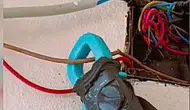 Mardin'de kaçak elektrik ısrarı kameraya yakalandı