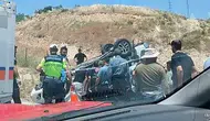 Siirt'te virajı alamayan sürücü takla attı