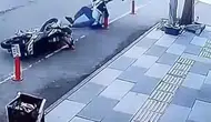 Elazığ Kovancılar'da motosiklet sürücüsünün tehlikeli düşüşü kamerada