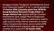 Elazığspor yönetimi sandık başına gidiyor