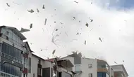 Bitlis Ahlat'ta hortum dehşeti binaların çatılarını savurdu