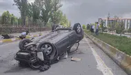 Patnos’ta direksiyon hakimiyetini kaybeden sürücü takla attı