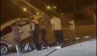 Batman'da kontrolden çıkan otomobil beton kaide üzerinde asılı kaldı