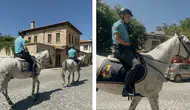 Harput sokaklarında atlı jandarma devriyesi