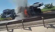 Viranşehir yolunda otomobil yüklü tır yangını paniğe yol açtı