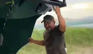 Ağın'da fırtınaya yakalanan balıkçıların çadır mücadelesi kamerada