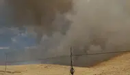 Elazığ Bağlıağaç köyünde rüzgarın körüklediği örtü yangını geniş bir alana yayıldı