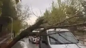 Elazığ'da şiddetli fırtına park halindeki araca zarar verdi