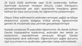Solhan ilçesindeki okul pansiyonunda asansör kazası yaşandı