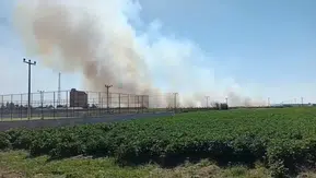 Akçakale sınır hattındaki mayınlı bölgede çıkan yangın paniğe neden oldu
