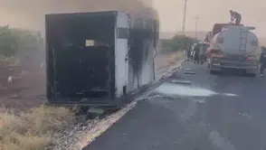 Siirt'te tırdan düşen jeneratör kurtarma çalışması sırasında alev aldı
