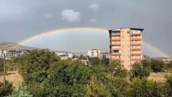 Dicle semalarında beliren gökkuşağı görenleri kendine hayran bıraktı