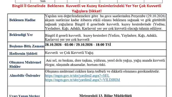 Bingöl için meteorolojiden kuvvetli sağanak ve sel uyarısı geldi