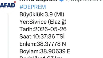 Elazığ güne iki sarsıntıyla uyandı