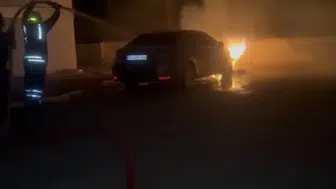 Siverek’te gece vakti park halindeki araç küle döndü