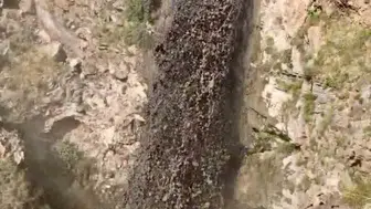 Ağrı Dağı zirvesinde eriyen buzlar çamurlu şelalelere dönüştü