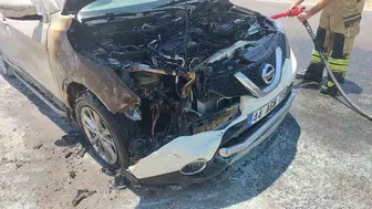 Ergani yolunda seyir halindeki araç alevlere teslim oldu