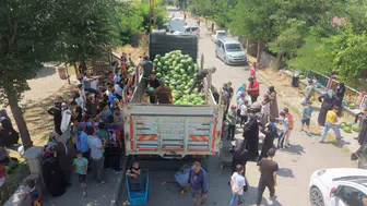 Muşta yerel üreticiden alınan karpuzlar sekiz mahallede halka ücretsiz dağıtıldı