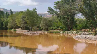 Tunceli’de sağanak yağış sonrası Tağar Çayı kahverengiye büründü