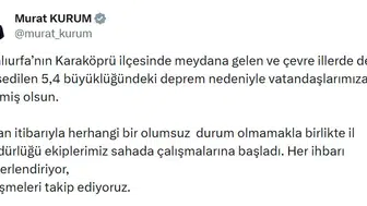 Şanlıurfa Karaköprü merkezli deprem çevre illerde de hissedildi