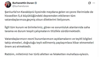 Şanlıurfa Karaköprü merkezli 5.4 büyüklüğünde deprem meydana geldi