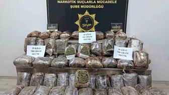 Şanlıurfa'da yolcu otobüsünde yüklü miktarda uyuşturucu ele geçirildi