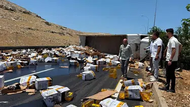 Şanlıurfa yolunda yağ yüklü tır devrildi