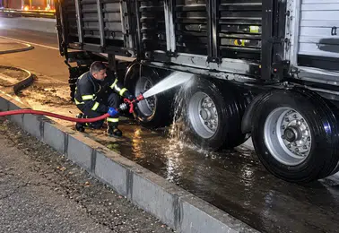 Batman girişinde seyir halindeki tırın lastiği alev aldı