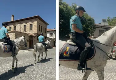 Harput sokaklarında atlı jandarma devriyesi