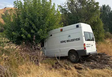 Bingöl Genç ilçesinde belediye minibüsü ağaca çarptı
