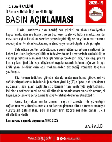 Elazığ’daki sağlık merkezlerinde milyonluk vurgun operasyonu