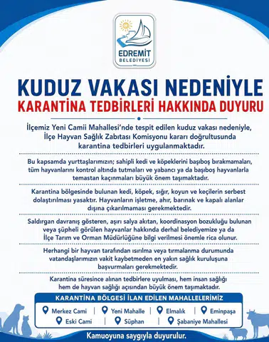 Van Edremit'te kuduz alarmı verildi
