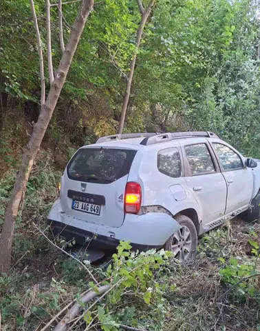 Bingöl yolunda kontrolden çıkan araç bahçeye devrildi
