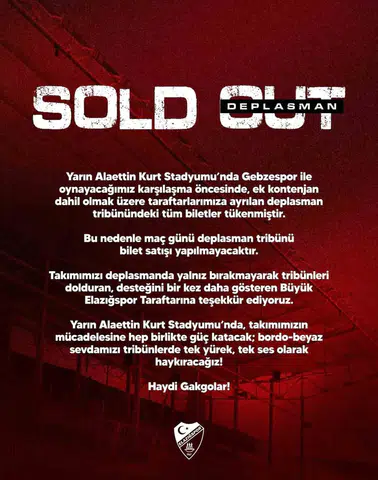Elazığspor taraftarı Kocaeli deplasmanında tribünleri tamamen dolduracak