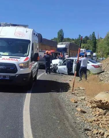 Elazığ Sivrice yolunda otomobil ve tır çarpıştı