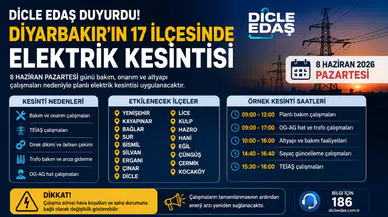 8 Haziran'da Diyarbakır'da hangi mahallelerde elektrik olmayacak?
