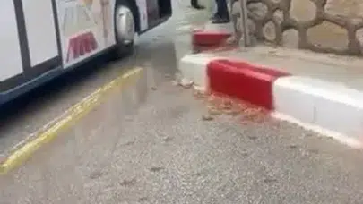 Elazığ'da halk otobüsünde şemsiyeli kavga kameraya yansıdı