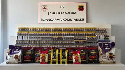 Viranşehir yolunda jandarmadan kaçak sigara ve çay operasyonu
