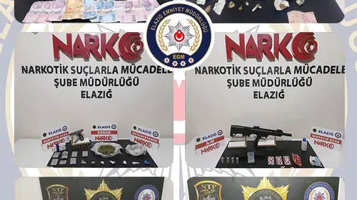 Elazığ polisinden uyuşturucu tacirlerine yönelik geniş kapsamlı operasyon