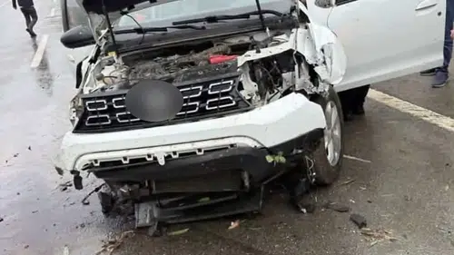 Bingöl yolunda kaza yapan otomobil ağaca çarparak durabildi