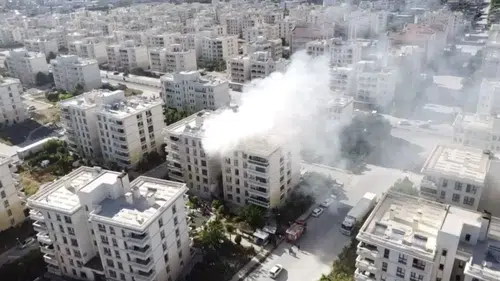 Nusaybin’de ev yangını paniği havadan görüntülendi